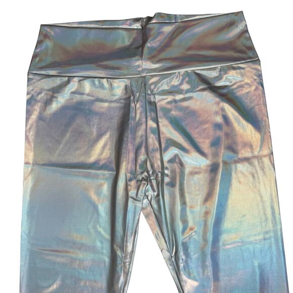 New 2 Piece Set Iridescent Festival Top & Leggings Sz Large Futuristic Halloween - Picture 2 of 14